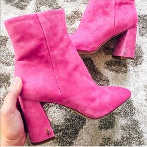Sam edelman pink suede bootie sz6